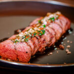 Reverse seared diamanthaas met mushroom garum chimichurri